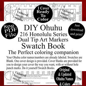 Ohuhu 216 Honolulu Series Dual Tip Markers DIY Color Swatch Book Style 1