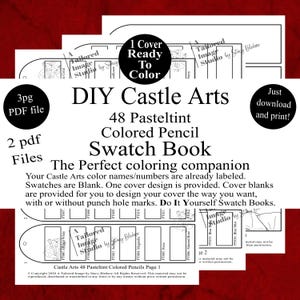 Castle Arts 48 Lápis de Cor Pasteltints DIY Color Swatch Book Estilo 1