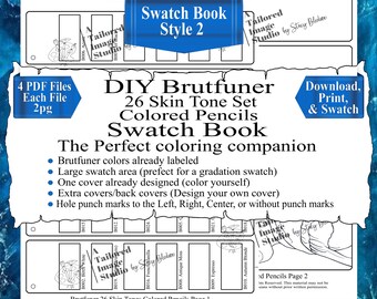 Brutfuner 26 Skin Tones Colored Pencils Set DIY Color Swatch Book Style 2