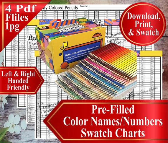 Brutfuner 520 Colored Pencils Swatch Chart (PDF Download) - Etsy