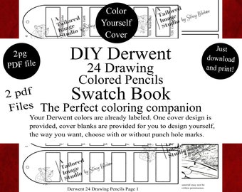 Derwent 24 Drawing Colored Pencils DIY Swatch Book Style 1