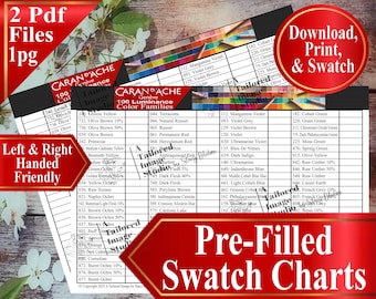 Caran D’Ache 100 Luminance Colored Pencils Color Famlies Swatch Chart