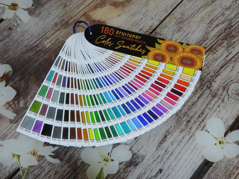 Brutfuner 180 crayons de couleur huileux DIY Color Swatch Book Style 1 image 5