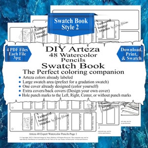 Arteza 48 Watercolor Pencils DIY Color Swatch Book Style 2