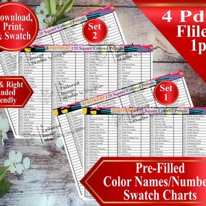 Brutfuner Square Pencils - 120 Colored Pencil Set - DIY Color Chart /  Swatch Sheet - Digital Download