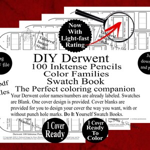 Derwent 100 Inktense Pencils Color Families Swatch Book Style 1 (PDF Download)