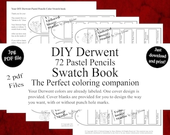 Derwent 72 crayons pastel DIY Color Swatch Book Style 1