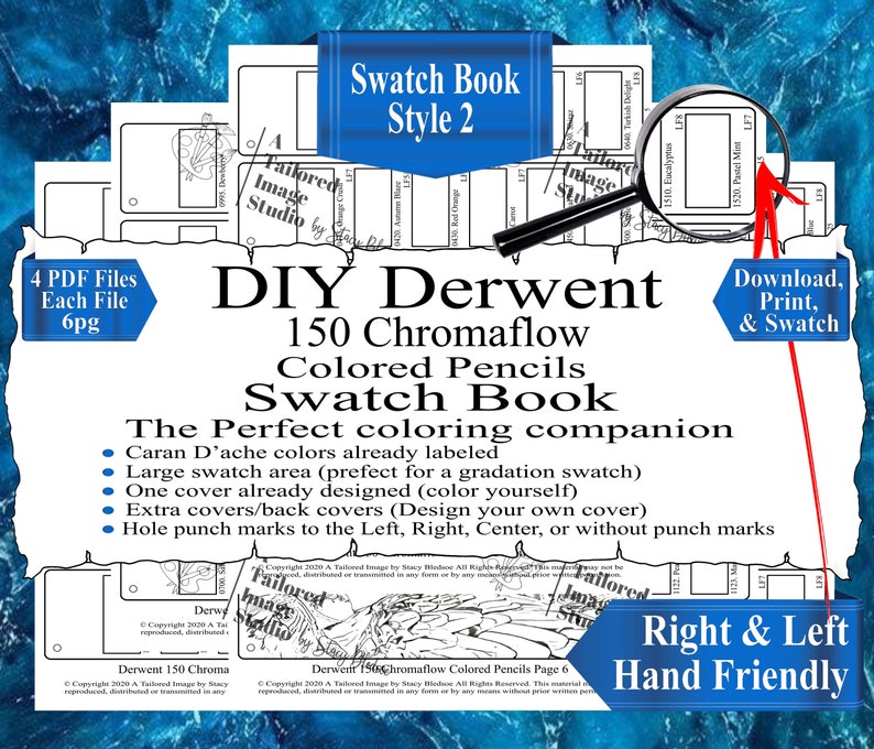 Crayons de couleur Chromaflow 150 Derwent, livre d'échantillons de couleurs à faire soi-même, style 2 image 1