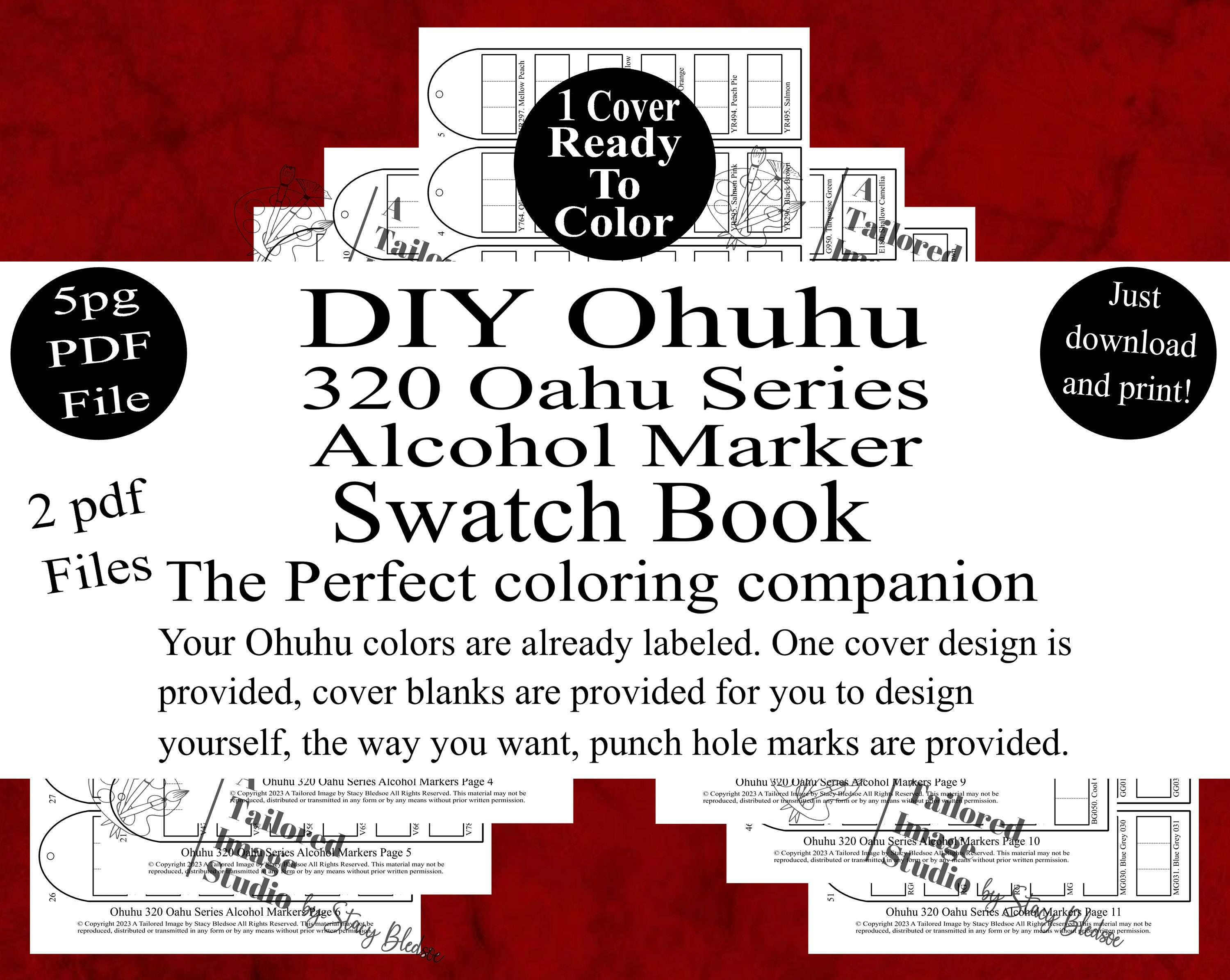 Ohuhu 320 Oahu Series Dual Tip Alcohol Markers DIY Color Swatch Book Style  1 