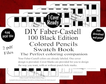 Faber Castell 100 Black Edition Colored Pencils Swatch Book Style 1 (PDF Download)