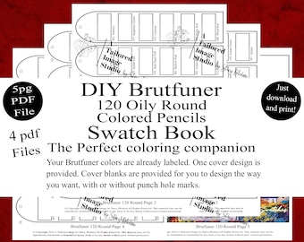 Brutfuner 120 Round Colored Pencils DIY Color Swatch Book Style 1