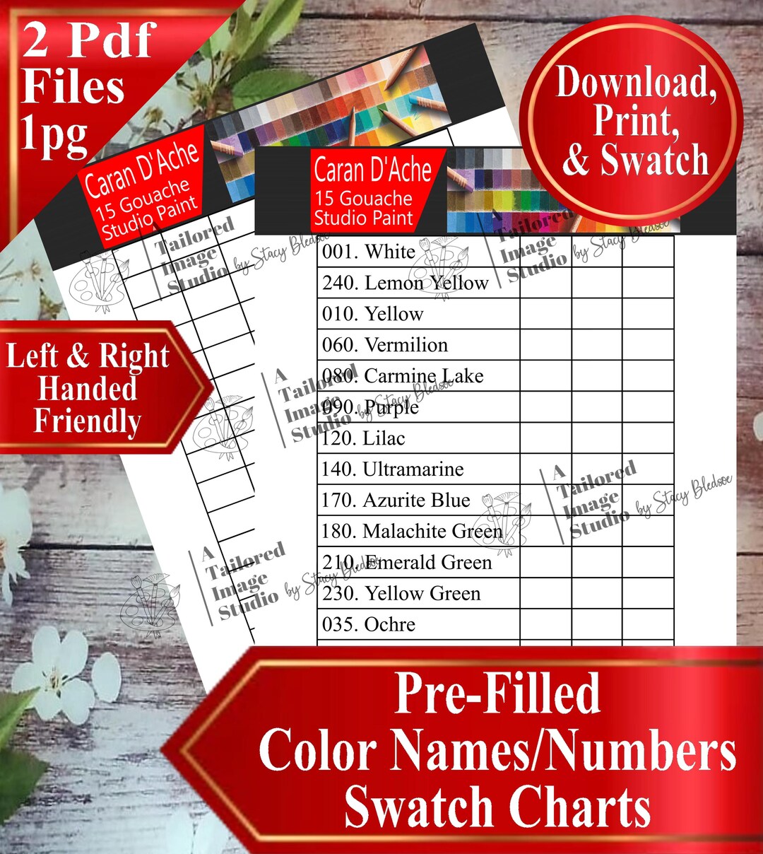 Caran Dache 15 Gouache Swatch Charts (PDF Download) - Etsy