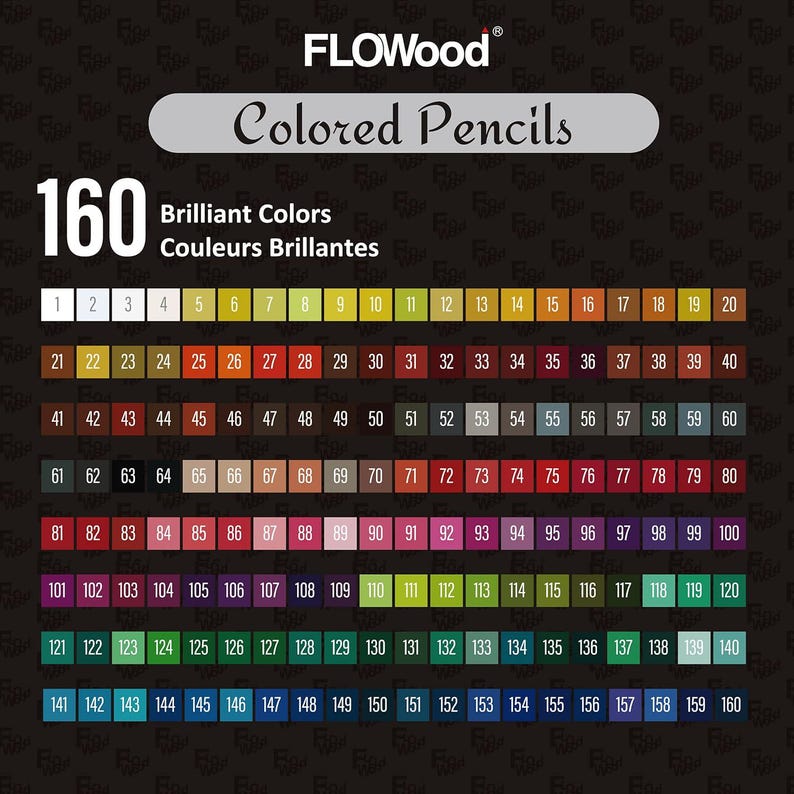 Flowood 160 Colored Pencils Swatch Chart (PDF Download) - Etsy
