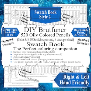 Brutfuner 520 Ölige Buntstifte (10 Standard Rechteckige Tri-Split Swatches) DIY Color Swatch Book Style 2