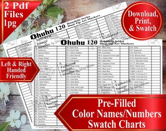 Ohuhu 120 Honolulu Series Dual Tip Markers Swatch Charts