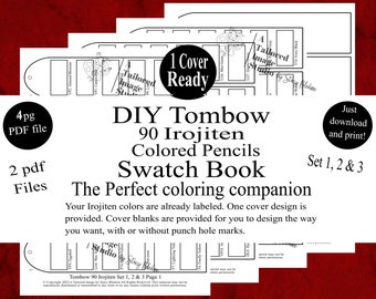 Crayons de couleur Irojiten 90 Tombow (lots 1, 2 et 3 combinés) Carnet d'échantillons de couleurs à faire soi-même, style 1