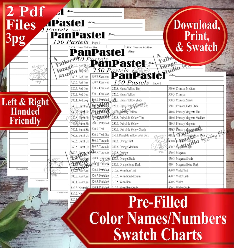 Pastel Colour Chart.pdf Panpastel 150 Pastels Swatch Chart (PDF Download) - Etsy