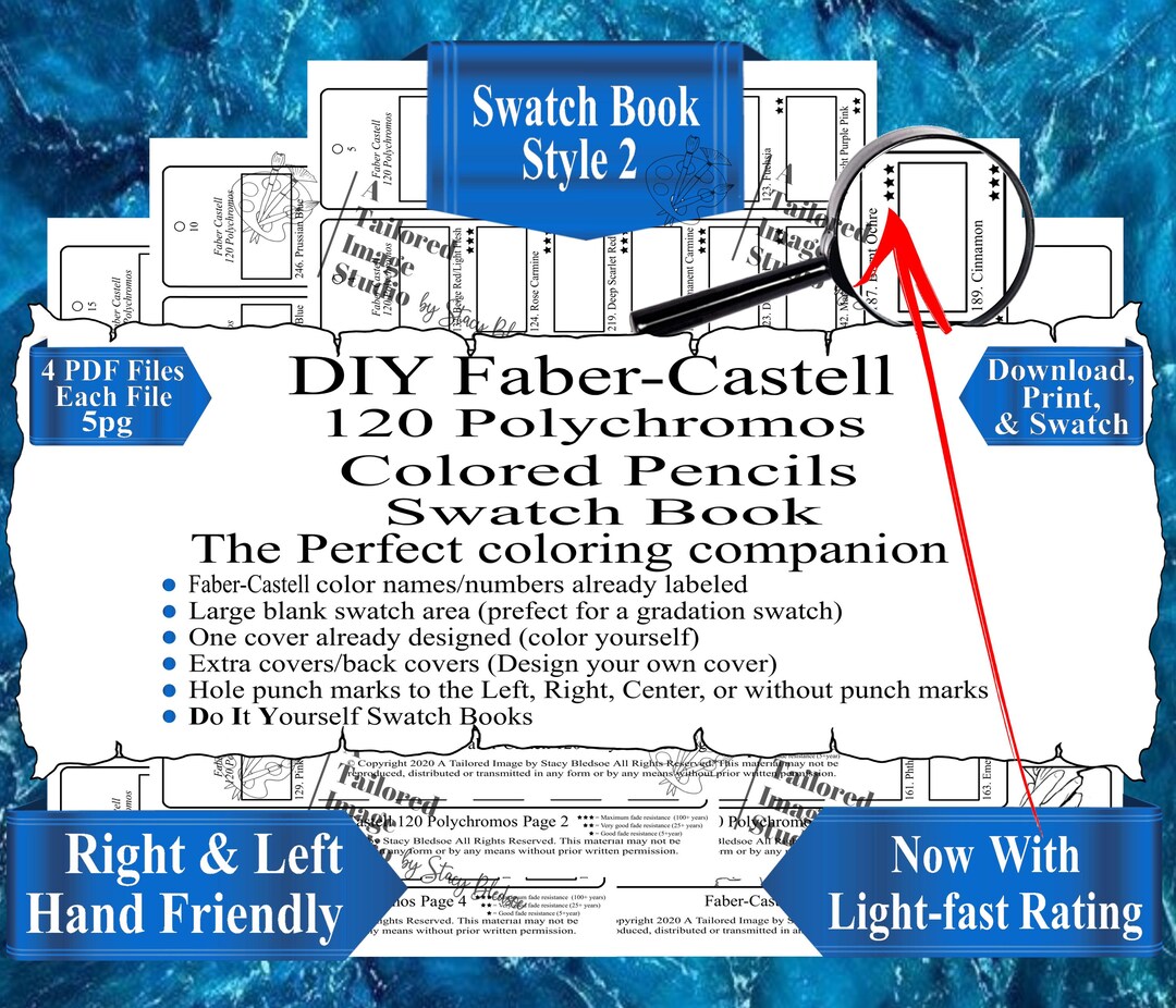 Faber-castell 120 Polychromos Colored Pencils Swatch Book Style 2