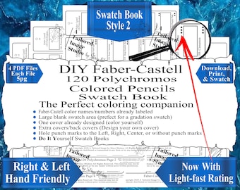 Faber-Castell 120 Polychromos Colored Pencils Swatch Book Style 2 (PDF Download)