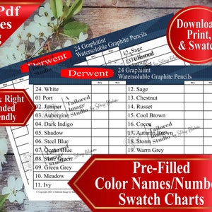 Derwent 24 Graphitint Bleistifte Swatch Chart