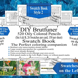 Brutfuner 520 olieachtige kleurpotloden (staalkaart, stijlstalen aan de linkerkant) DIY kleurstalen boek stijl 2