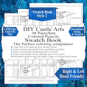 Castle Arts 48 Pasteltints Colored Pencils DIY Color Swatch Book Style 2