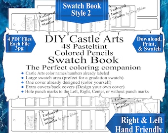 Castle Arts 48 Pasteltints Colored Pencils Swatch Book Style 2 (PDF Download)