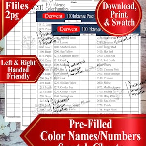 Derwent 100 Inktense Pencils Color Families Swatch Charts (PDF Download)