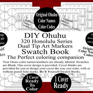 Ohuhu 320 Honolulu-serie (oorspronkelijke kleuren, namen en codes) Alcoholmarkers met dubbele punt, staalboekstijl 1 (pdf-download)