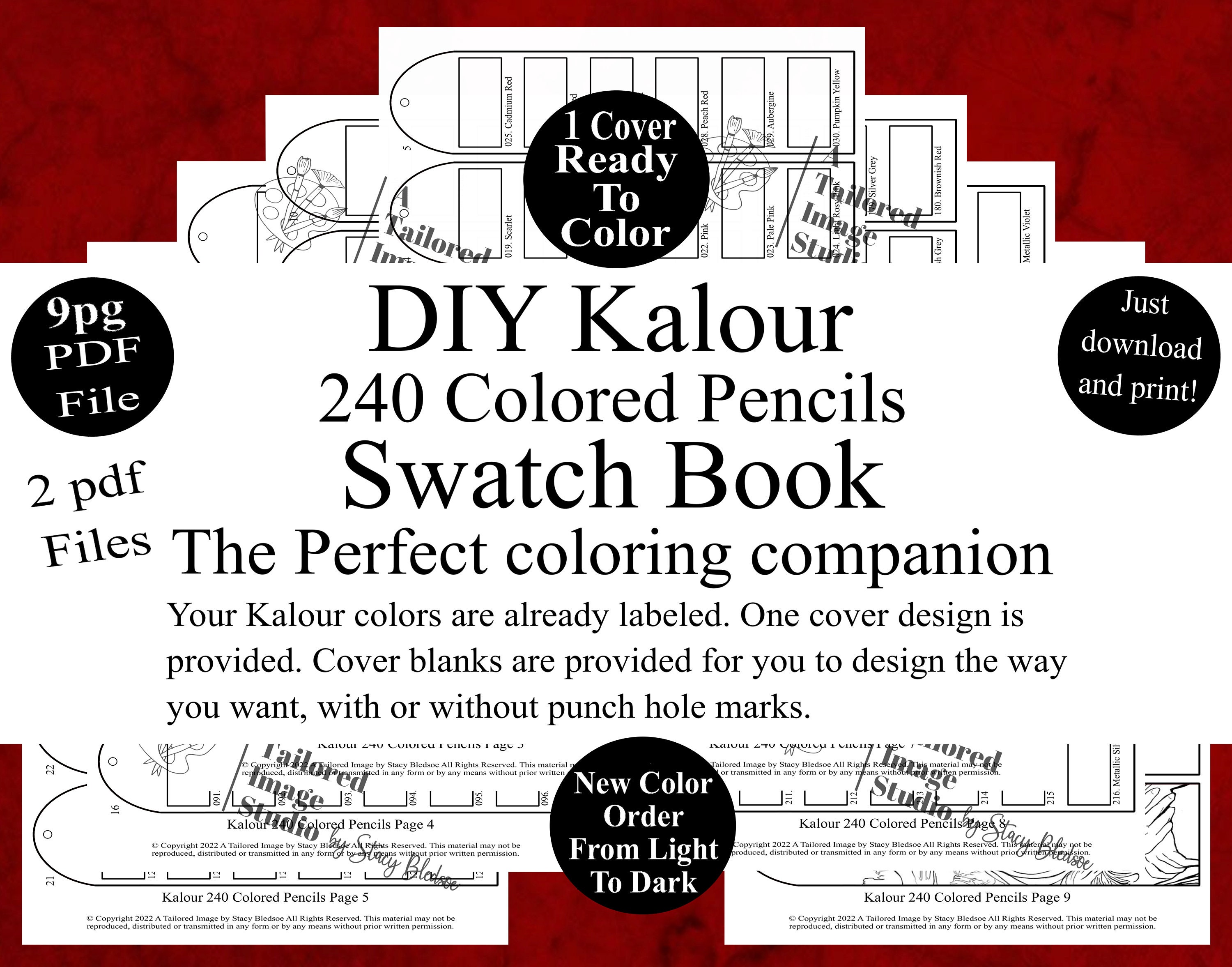 Kalour 240 Colored Pencils DIY Color Swatch Book Style 1