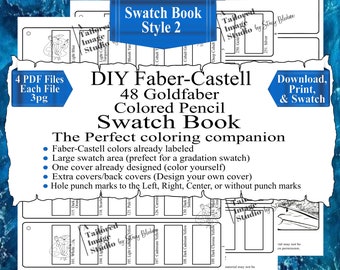 Faber-Castell 48 Goldfaber Colored Pencils Swatch Book Style 2 (PDF Download)