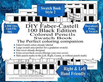 Faber Castell 100 Black Edition Colored Pencils Swatch Book Style 2 (PDF Download)