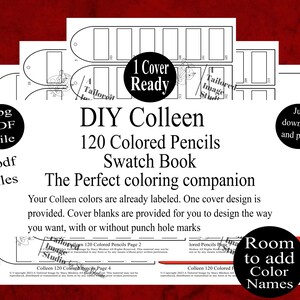 Colleen 120 Colored Pencils DIY Color Swatch Book Style 1