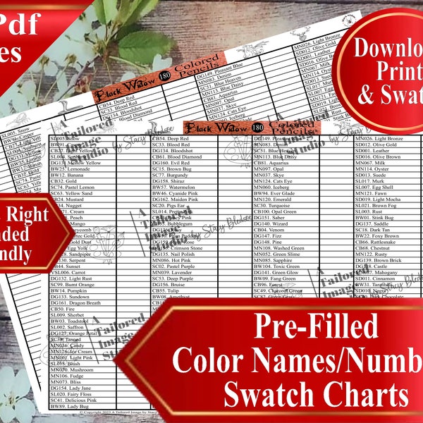 Black Widow 180 Colored Pencil Swatch Chart