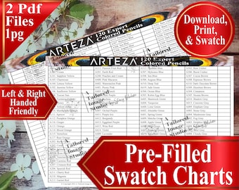 Arteza 120 Expert Colored Pencils Swatch Chart
