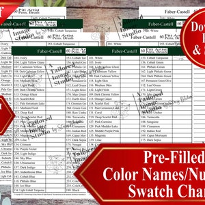 Faber Castell 60 Pitt Artist Pens Brush Swatch Charts