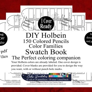 Lápis de cor Holbein 150 Artists' Color Families Color Swatch Book Estilo 1
