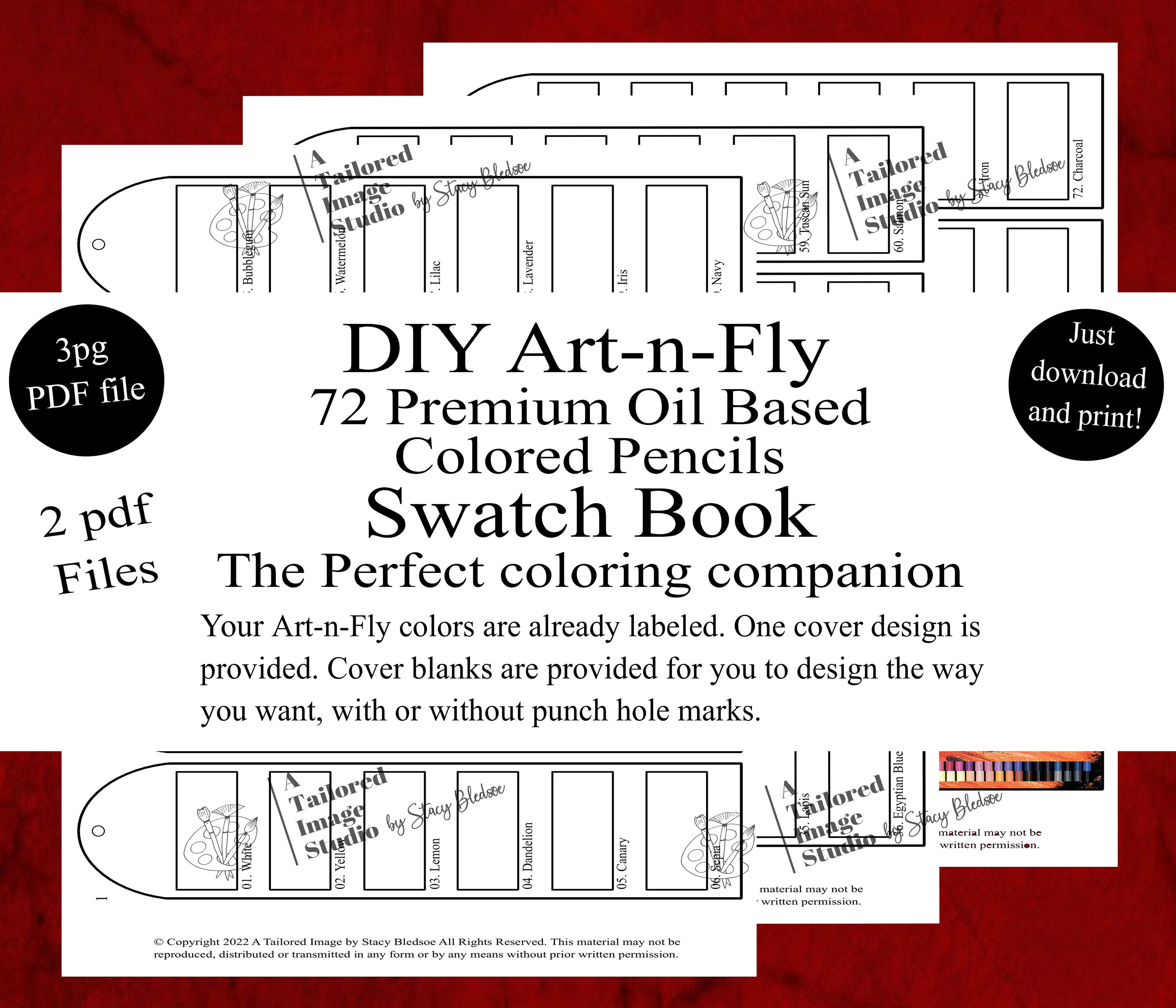 Arrtx 72 Colored Pencils DIY Color Swatch Book Style 2 