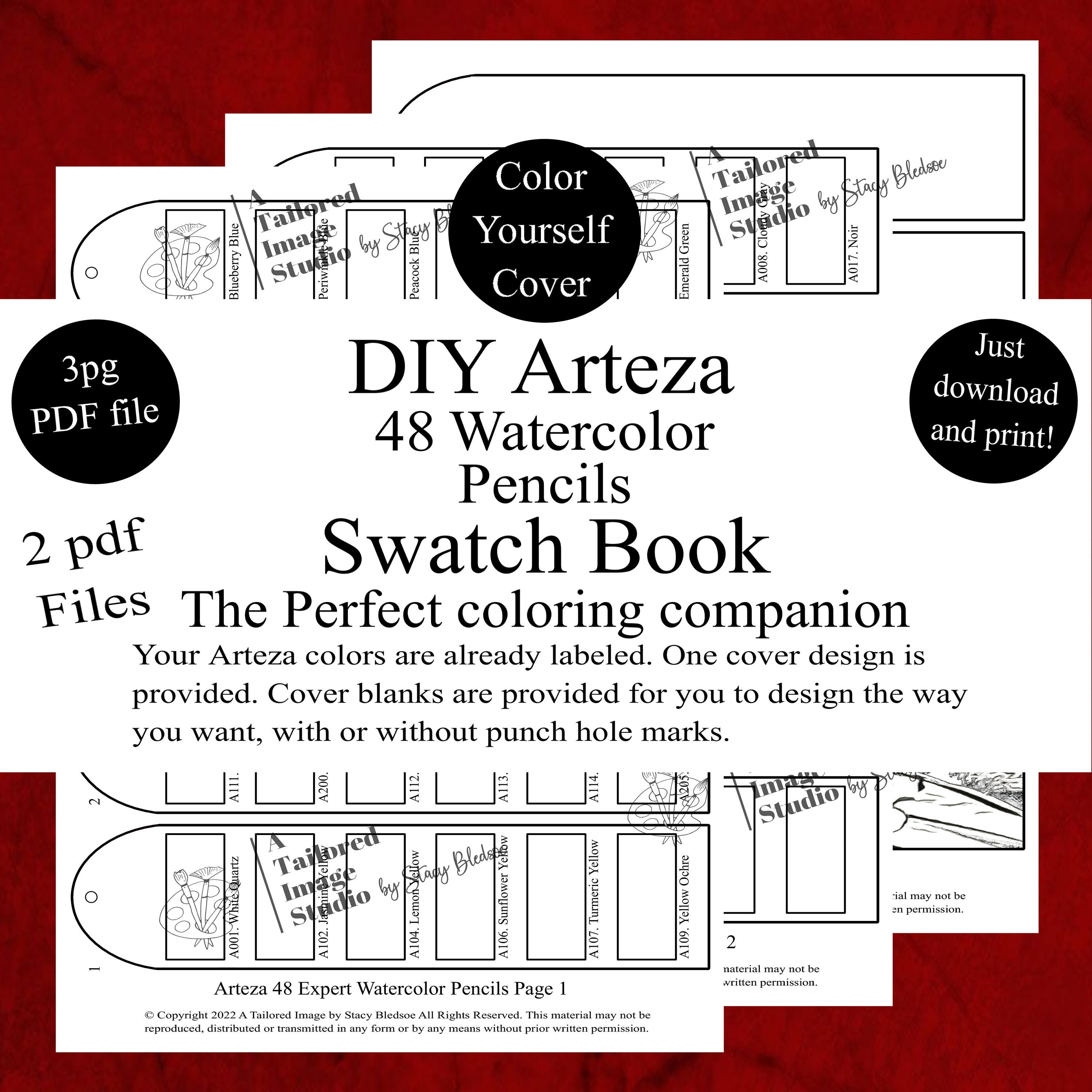 Buy Arteza 48 Watercolor Pencils DIY Color Swatch Book Style 1 Online in  India 