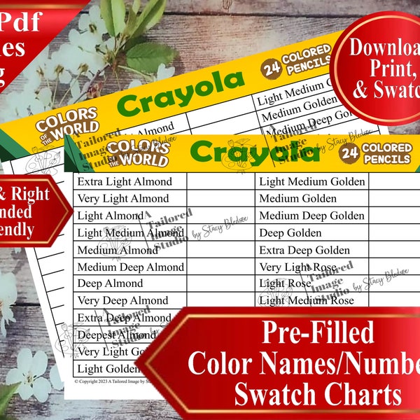 Crayola 24 Skin Tones Colored Pencil Swatch Chart