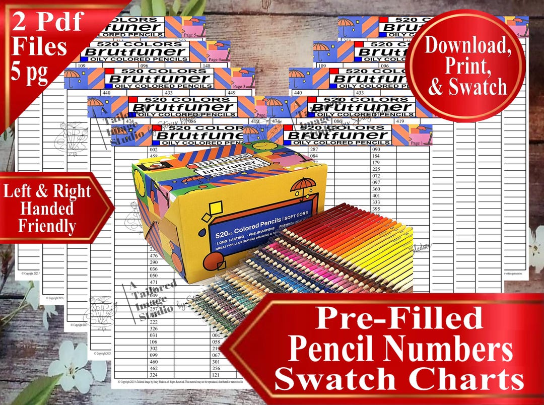 BUONO SS Fラトル 陰キャカラーセット Brutfuner 520 Colored Pencils (yellow Box) Swatch Chart (PDF