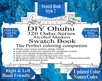 Ohuhu 320 Oahu Series Markers (Updated Colors Names and Codes) Swatch Book Style 2 (PDF Download)