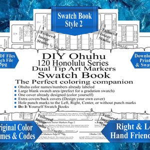 Marqueurs Ohuhu série Honolulu 120 (noms et codes des couleurs d'origine) Swatch Book Style 2 (téléchargement PDF)