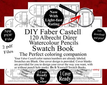 Faber-Castell 120 Albrecht Durer Watercolour Pencils Color Swatch Book Style 1 (PDF Download)