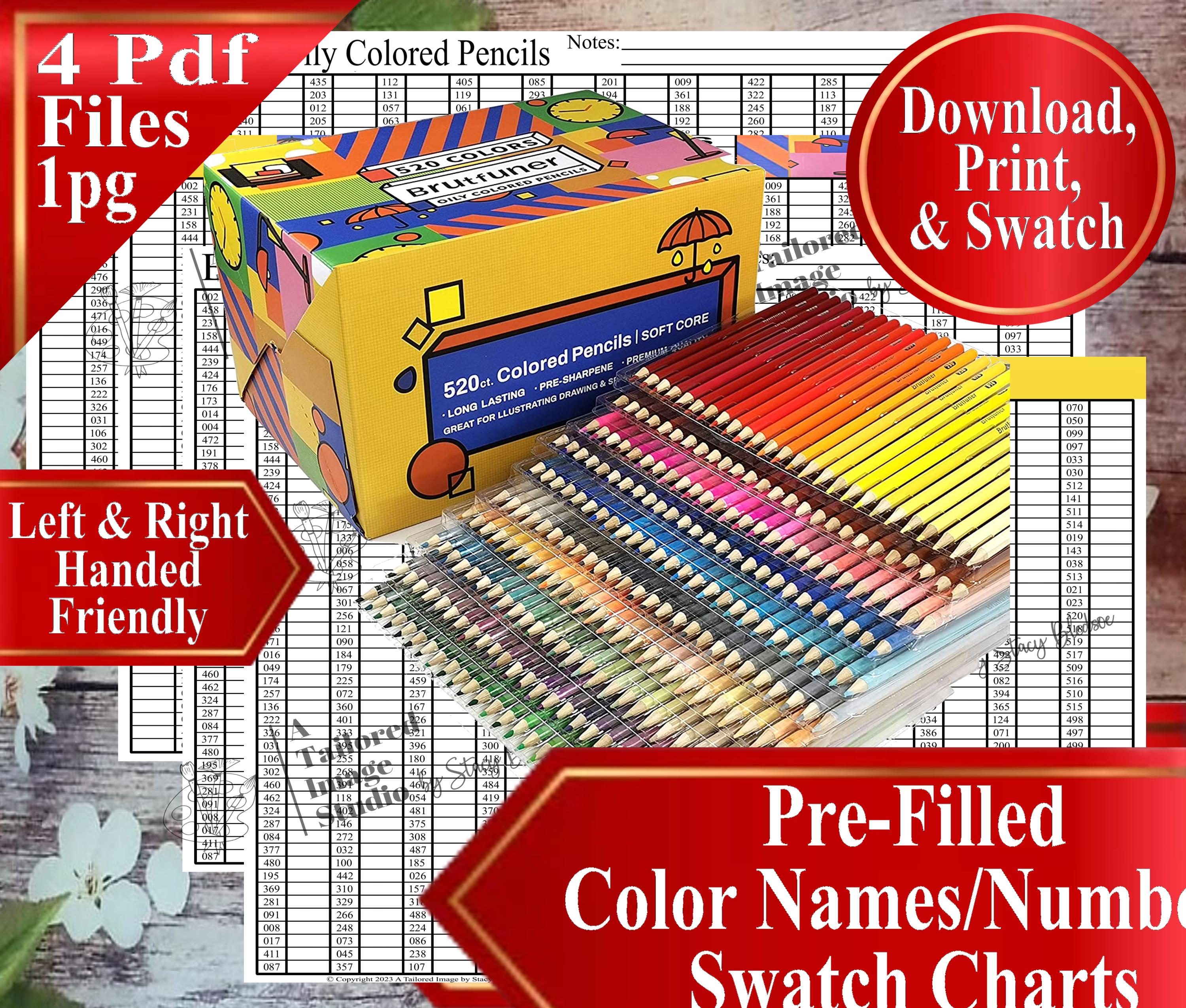 Brutfuner 520 Colored Pencils Swatch Chart (PDF Download) - Etsy