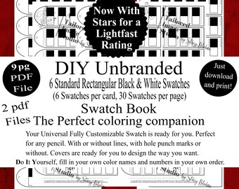Unbranded Swatch Books Style 1: Standard Rectangular Black & White (PDF Download)
