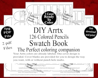 Arrtx 126 Colored Pencils DIY Color Swatch Book Style 1