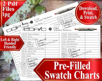 Campioni di colori dei pennarelli ad alcol Copic 36 B Ciao (download PDF)