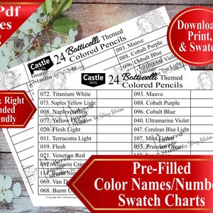 Castle Arts 24 Botticelli Colored Pencil Swatch Chart