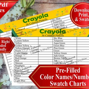 Crayola 36 Colored Pencil Color Swatch Chart